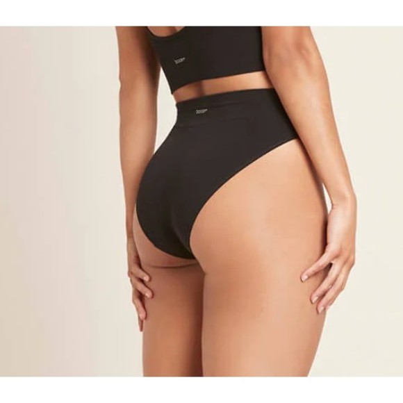 NIP BOODY Women's XL Lyolyte Ribbed High Leg Brief Black Seamless Soft bamboo - Picture 3 of 10